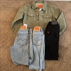 Levi's Olive Jacket with Denim and Black Jeans